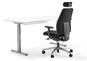 AJ Produkty Sestava FLEXUS + WATFORD, výškově nastavitelný stůl, stříbrná/bílá + kancelářská židle, černá