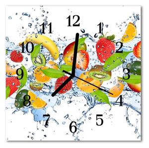 Nástěnné hodiny obrazové na skle - Mix ovoce ve vodě
