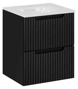 Comad Koupelnová skříňka s keramickým umyvadlem Nova Black 50 cm - černá mat