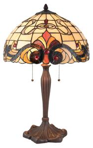 Stolní lampa 5925 v Tiffany stylu, krémově červená