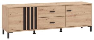 KOMODA POD TELEVIZI, černá, dub artisan, 157/52/40 cm Hom`in