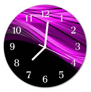 Nástěnné hodiny obrazové na skle - Abstrakt tmavě růžový