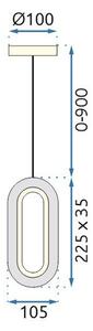 Toolight Toolight, LED křišťálový závěsný lustr, 7W, 500lm, G113-1CP, zlatá, OSW-09708