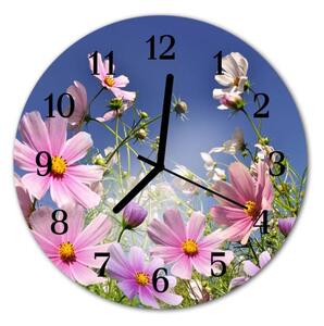 Nástěnné hodiny obrazové na skle - Květiny
