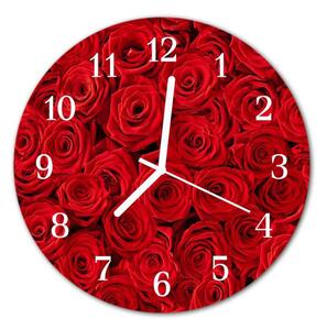 Nástěnné hodiny obrazové na skle - Růže červená