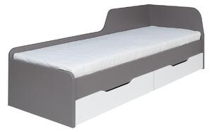Jednolůžková postel 80cm Irlam Z22 (šedá + lesk bílý) (s roštem) (s úl. prostorem)