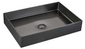 Umyvadlo na desku v barvě gun metal SAT Aurum 55x38 cm bez přepadu SATAUR5538BGM