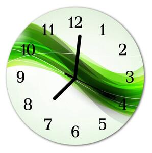 Nástěnné hodiny obrazové na skle - Abstrakt zelený