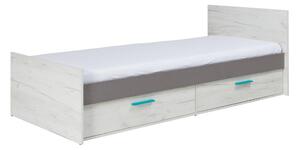 Jednolůžková postel 90 cm Rosario R16 (dub craft bílý + šedá) (s úl. prostorem)
