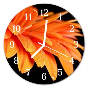 Nástěnné hodiny obrazové na skle - Gerbera