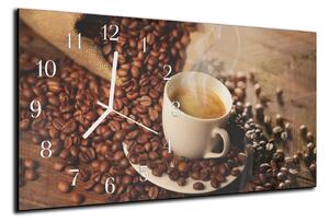 Nástěnné hodiny 30x60cm dekorace s kávou - plexi