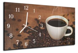 Nástěnné hodiny 30x60cm káva na jutě - plexi