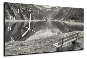Nástěnné hodiny 30x60cm foto jezero, hory - plexi