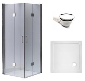 BPS-koupelny Čtvercový sprchový kout HYD-SK1290B 90x90 chrom/transparent + vanička HYD-SSV-ST02B bílá