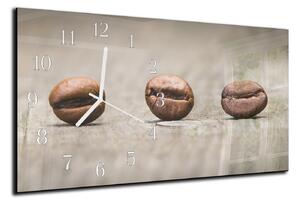 Nástěnné hodiny 30x60cm tři kávové zrna na dřevě - plexi