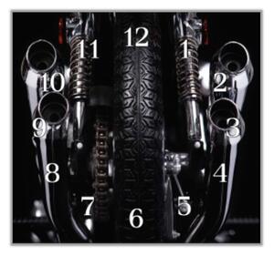 Nástěnné hodiny 30x30cm detail sportovní motorka - plexi