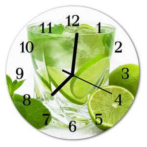 Nástěnné hodiny obrazové na skle - Limetkový nápoj