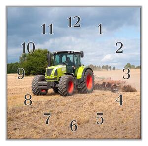 Nástěnné hodiny 30x30cm traktor claas na poli - plexi