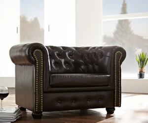Chesterfield Bis Křeslo s puncy tmavě hnědé