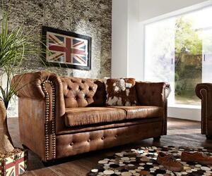 Chesterfield Bis Pohovka 2M Gobi hnědá s puncy