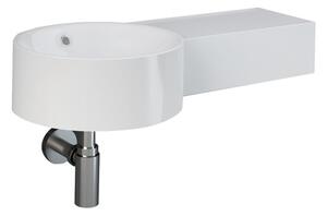 PETIT Umyvadlo 77 cm na zeď kruhové, s odkládací plochou vpravo bez otvoru pro baterii, s přepadem, alpine white