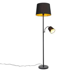 Chytrá stojací lampa černá se zlatou vč. WiFi A60 a E14 - Retro
