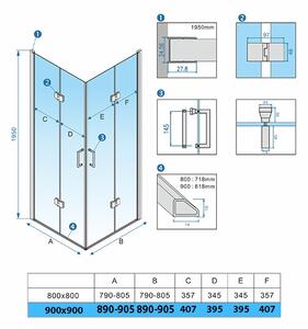 BPS-koupelny Čtvercový sprchový kout KZ08C 90x90 WH bílá/transparent - bez vaničky