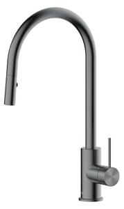 Dřezová baterie SAT Aurum s vytahovací sprškou, 2 proudy broušený gun metal SATBAUR286BGM