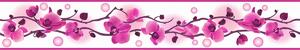 Bordura na zeď samolepicí - Květy jabloně fialové
