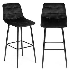ModernHOME Barová židle, vysoká židle, podnožka, černý samet