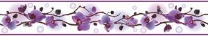 Bordura na zeď samolepicí - Květy jabloně tmavě fialové