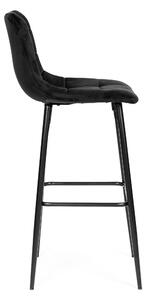 Barová židle, vysoká židle, podnožka, černý samet