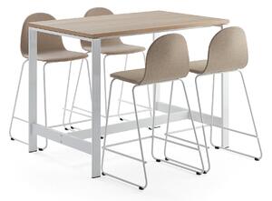 AJ Produkty Sestava VARIOUS + GANDER, stůl 1200x800x900 mm, dub + 4 barové židle, béžové