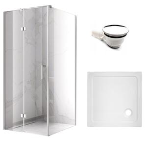 BPS-koupelny Čtvercový sprchový kout HYD-SK01B 80x80 chrom/transparent + vanička HYD-SSV-ST02A bílá