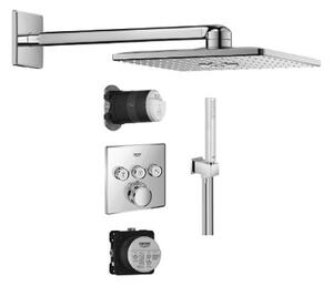 Set hlavová sprcha (2 střiky), ruční sprcha, termostat Smart Control (3-cestný), těleso Rapido SmartBox, chrom, GROTHERM
