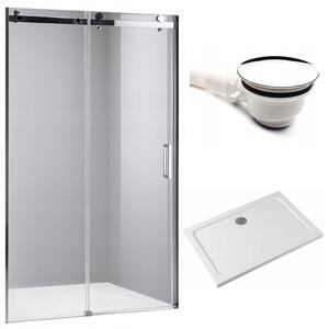 BPS-koupelny Posuvné sprchové dveře HYD-PD03D 120 chrom/transparent pro instalaci do niky + vanička HYD-OSV-ST03C 120x80 bílá