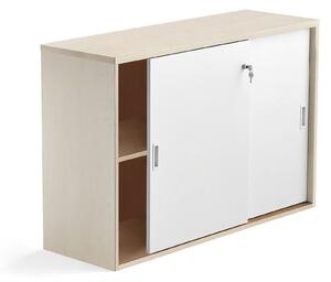 AJ Produkty Skříň s posuvnými dveřmi MODULUS XL, uzamykatelná, 800x1200 mm, bříza, bílé dveře