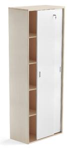 AJ Produkty Skříň s posuvnými dveřmi MODULUS, uzamykatelná, 2000x800 mm, bříza, bílé dveře