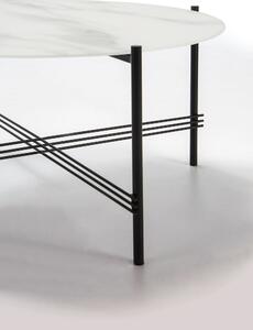 Skleněný konferenční stolek Kendall, černá/bílá, 43 cm