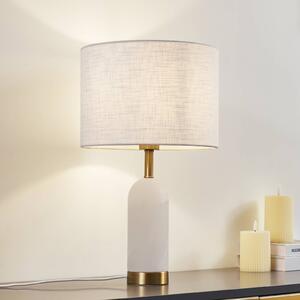 Stolní lampa Lindby alabastr, bílá/zlatá, Ø 30 cm, mramor, E27