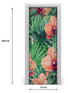 Samolepící fototapeta na dveře Orchidej a palmy 75x205 cm