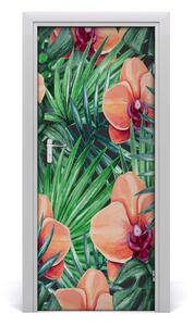 Samolepící fototapeta na dveře Orchidej a palmy 75x205 cm