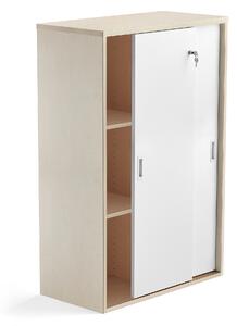 AJ Produkty Skříň s posuvnými dveřmi MODULUS, uzamykatelná, 1200x800 mm, bříza, bílé dveře