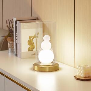 Stolní lampa Lindby Kupla, opál/čiré sklo, Ø 20 cm, G9