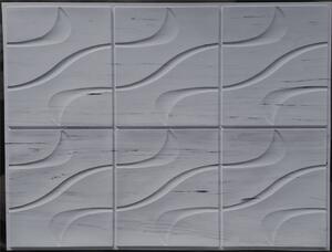 3D - PVC obkladový panel - Kachlička vlnka šedá žihaná