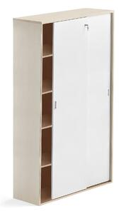 AJ Produkty Skříň s posuvnými dveřmi MODULUS XL, uzamykatelná, 2000x1200 mm, bříza, bílé dveře