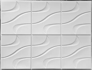 3D - PVC obkladový panel - Kachlička vlnka bílá