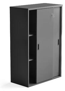 AJ Produkty Skříň s posuvnými dveřmi MODULUS, uzamykatelná, 1200x800 mm, černá