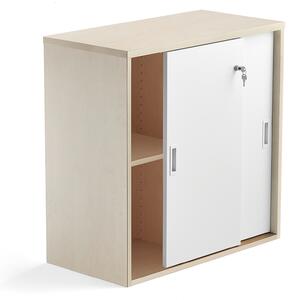 AJ Produkty Skříň s posuvnými dveřmi MODULUS, uzamykatelná, 800x800 mm, bříza, bílé dveře
