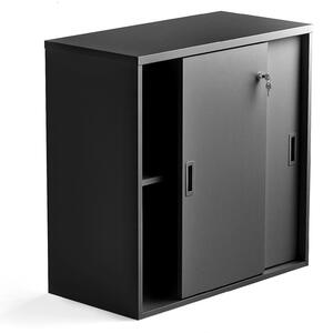 AJ Produkty Skříň s posuvnými dveřmi MODULUS, uzamykatelná, 800x800 mm, černá